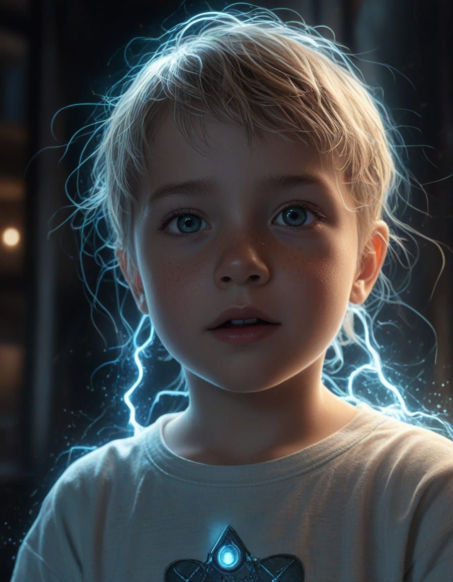 Bioluminescent Child Conducts Electricity Through Crystal Ci...