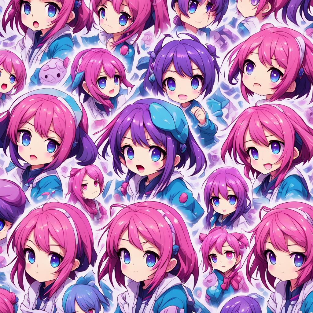Anime Emote Pattern in Cel-Shaded Style