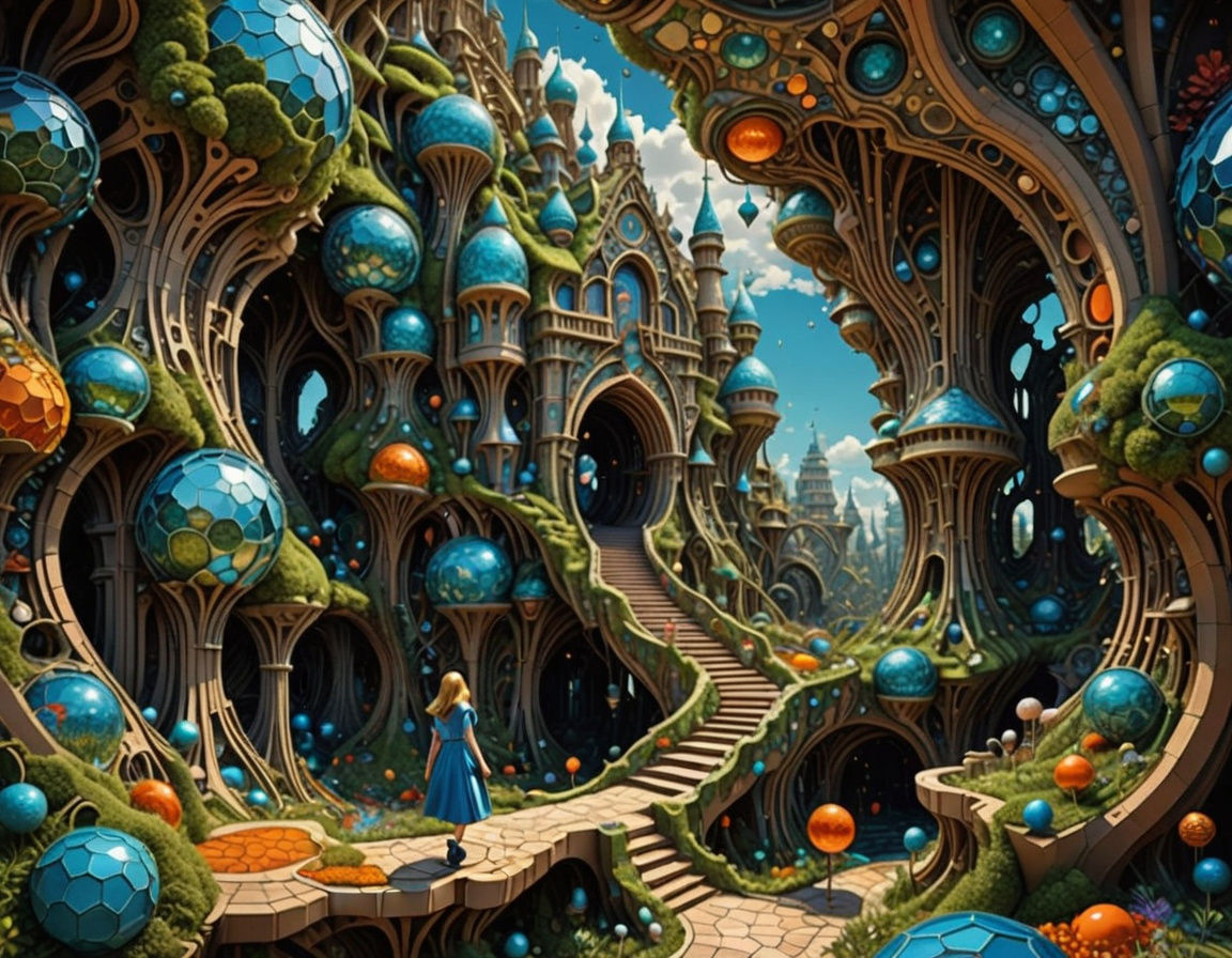 Alice's Lost Journey: A Hyperrealistic Surrealist Abstract