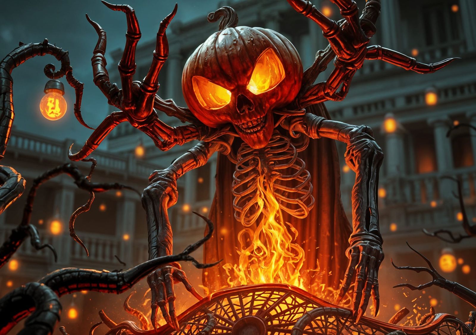 Self-Consuming Jackolantern God: Digital Illustration