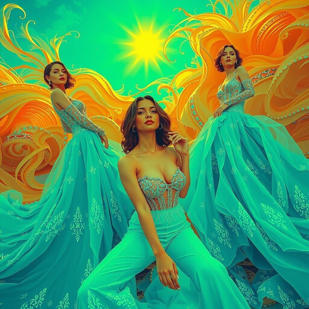 Elegant Women in Maximalist Psychedelic Surrealism