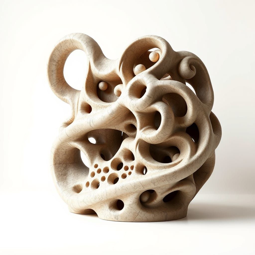 Surrealist Stone Sculpture in Neo-Gothic Style