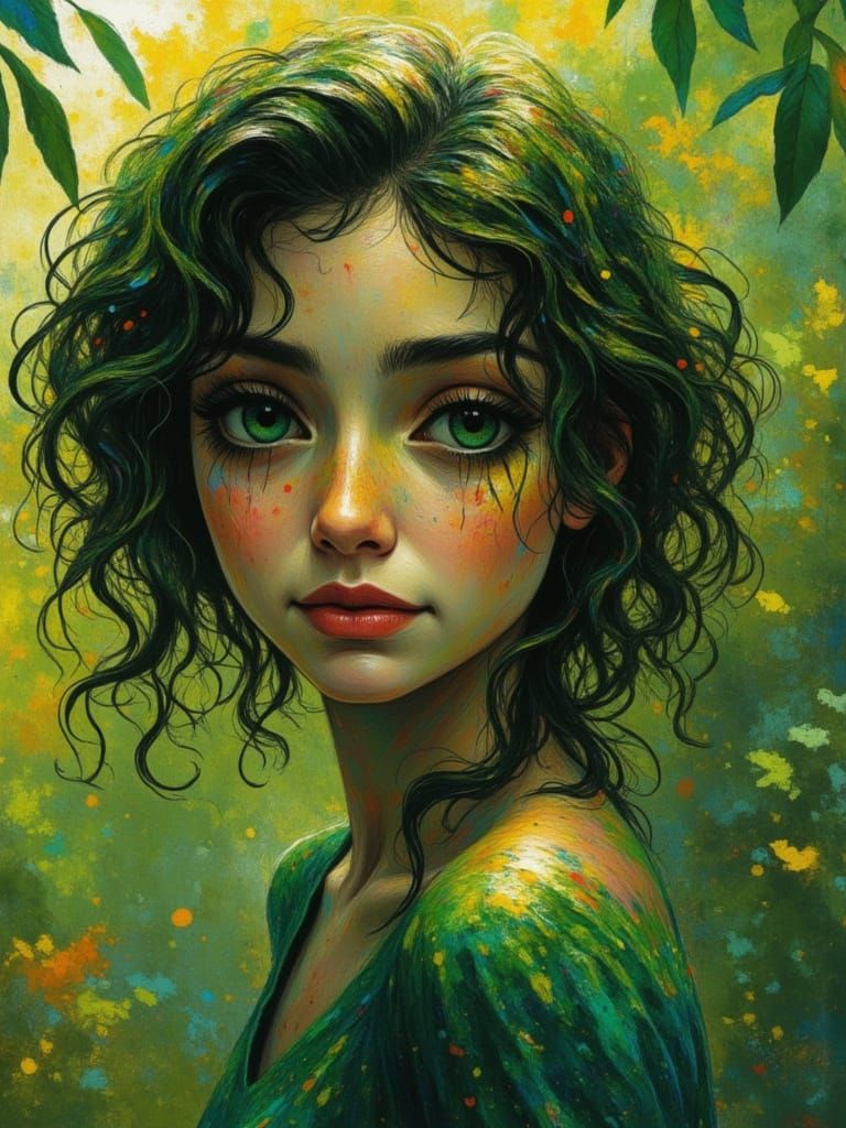 <lora:SybilThorn-FluxLORA7:1.0> <lora:Gestral:1.0> 

A close-up of a girl with moss-covered curls and vines twisting thr...