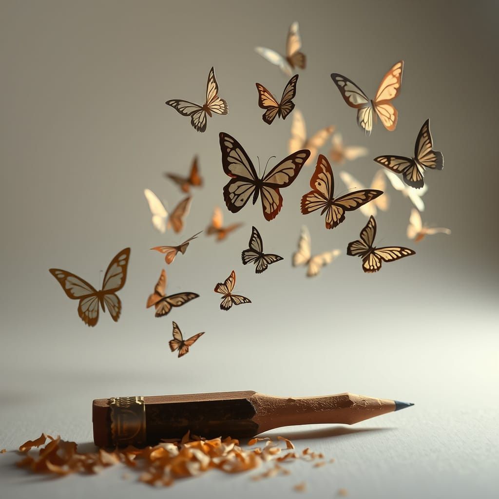 Origami Butterflies Emerge from Pencil Lead
