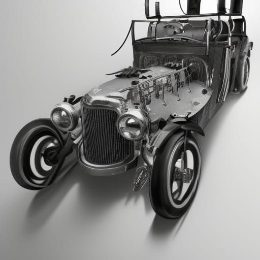 Steampunk Cars with Intricate Engine Details