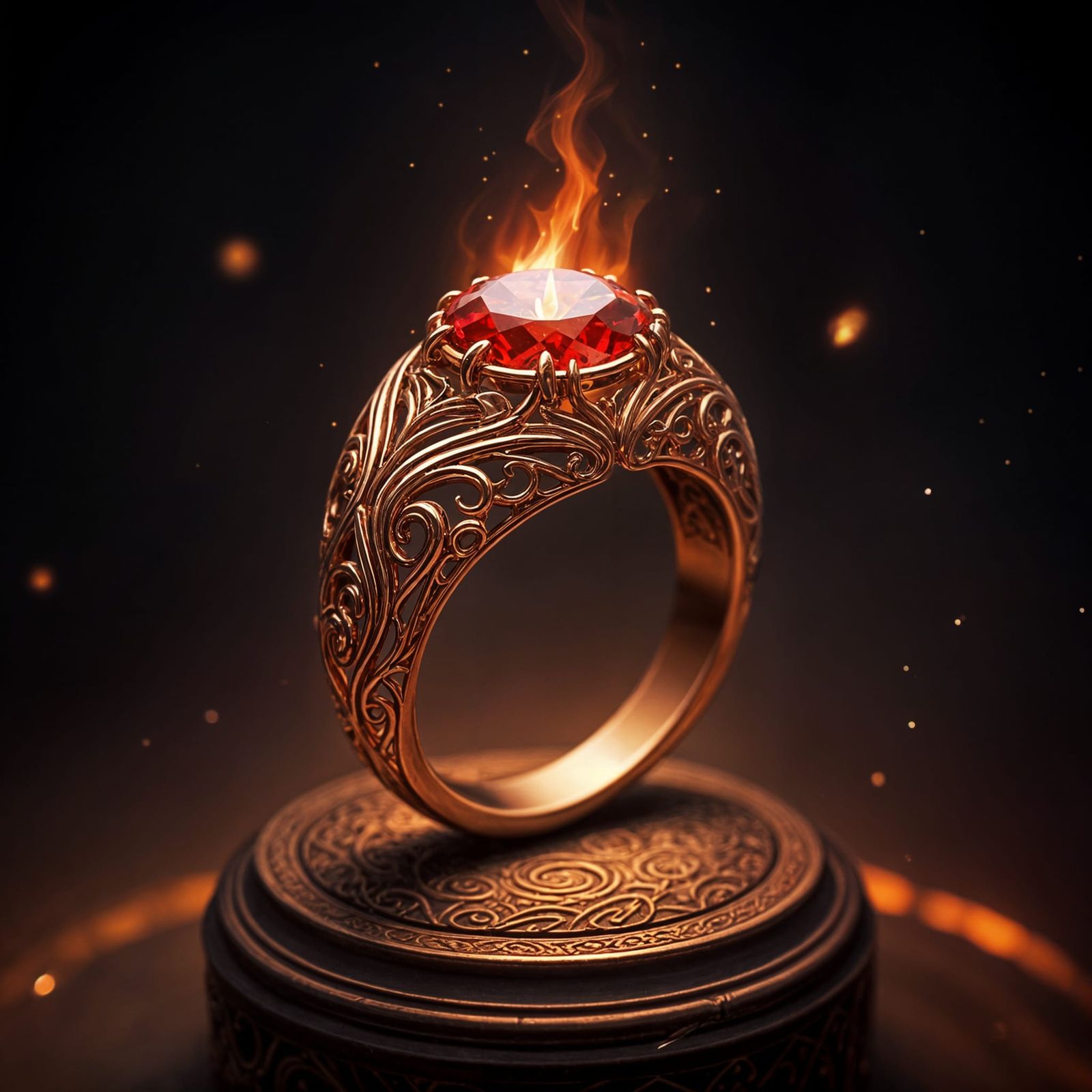 The Red Ring Narya: Rose Gold and Ruby