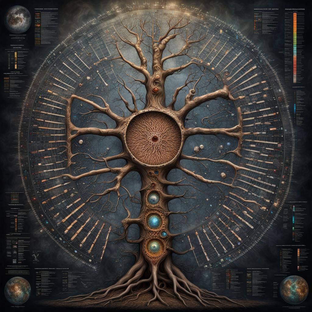 Fantasy Phylogenetic Chart in Hyperrealistic Style