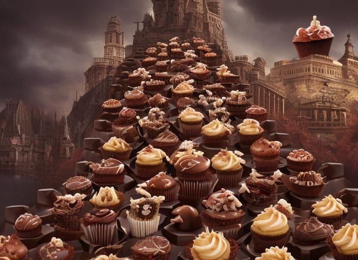Cherry Topped Chocolate Cupcake: Digital Matte Painting