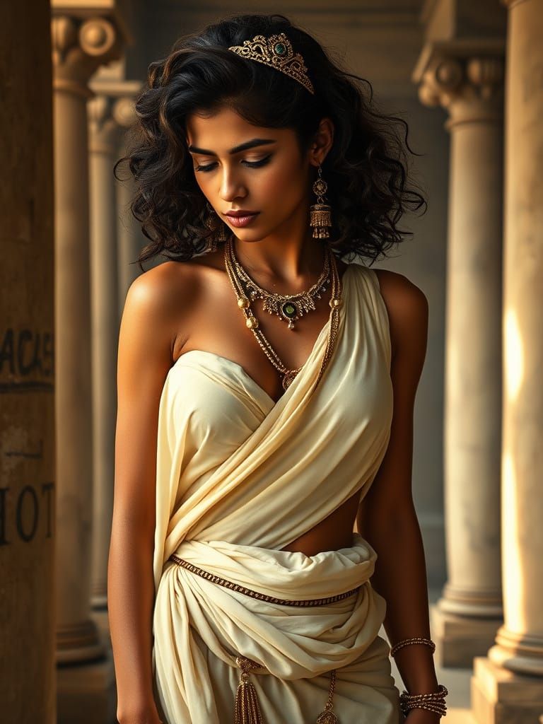 A young Indian woman, early twenties, with a light brown com...