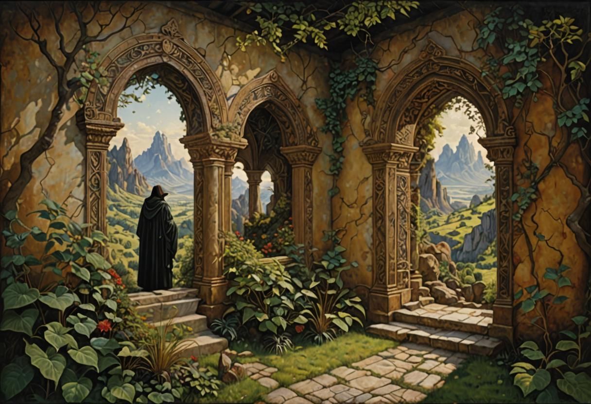 Framed Landscape Painting in Dreamlike Style