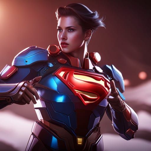 Futuristic Superman Mecha Suit in Graffiti Art Style