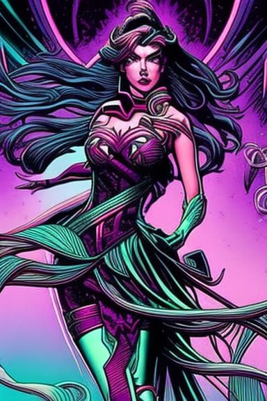 Psychedelic Pin-Up in Art Nouveau Style