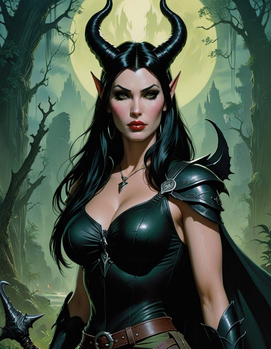 Tifa Lockhart as Maleficent in Fantasy Art Style