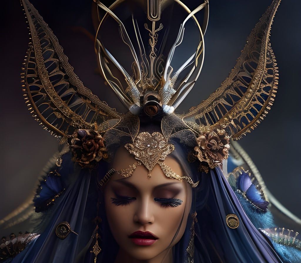 Fantasy Masked Queen in Airbrush Art Style
