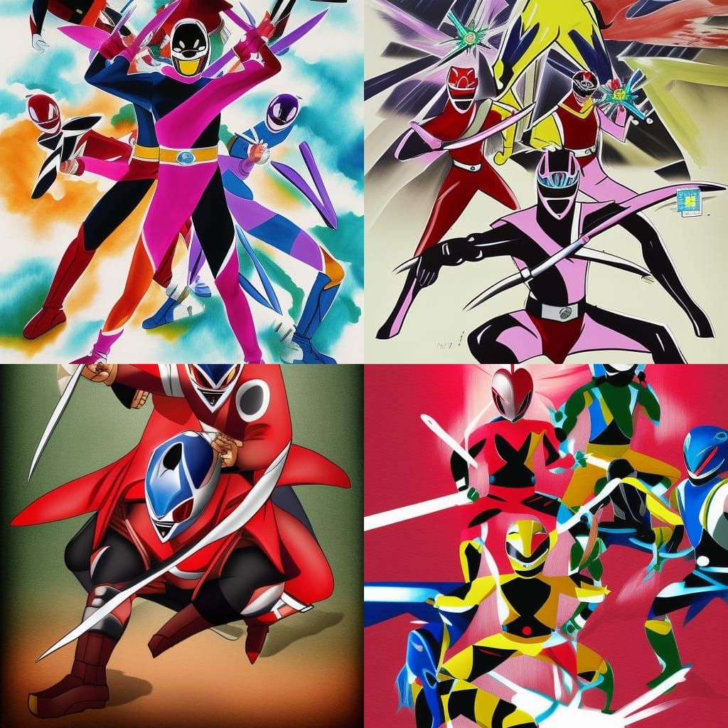 Power Rangers Samurai Battle Scene in Manga Style