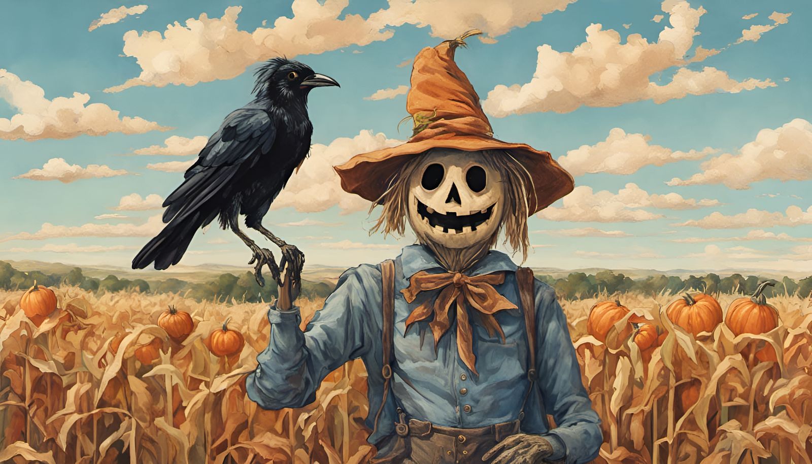 Mr Scarecrow and his pet bird