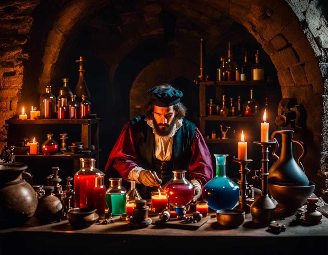 Medieval Dungeon Secret Laboratory in Biopunk Style