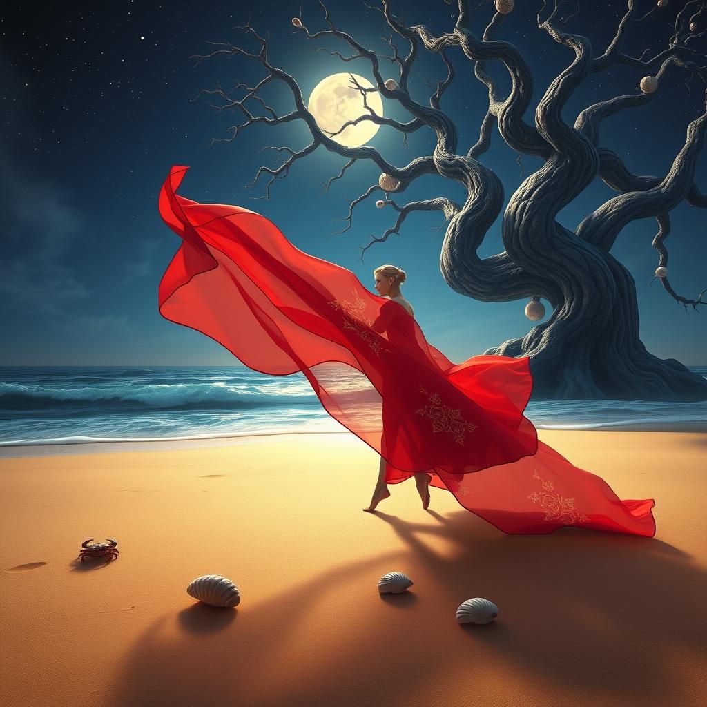 Moonlit Beach Dance in Fantasy Concept Art