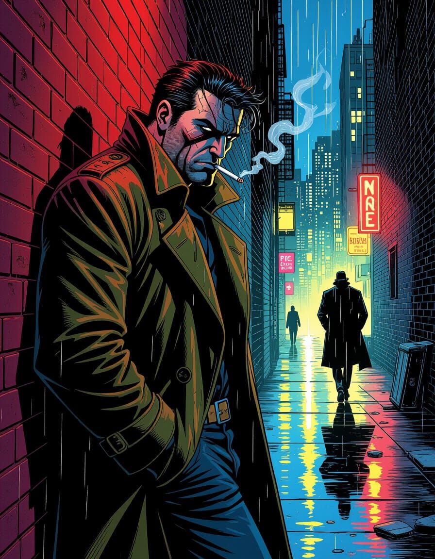 Gritty Detective Noir Comic Cover Art