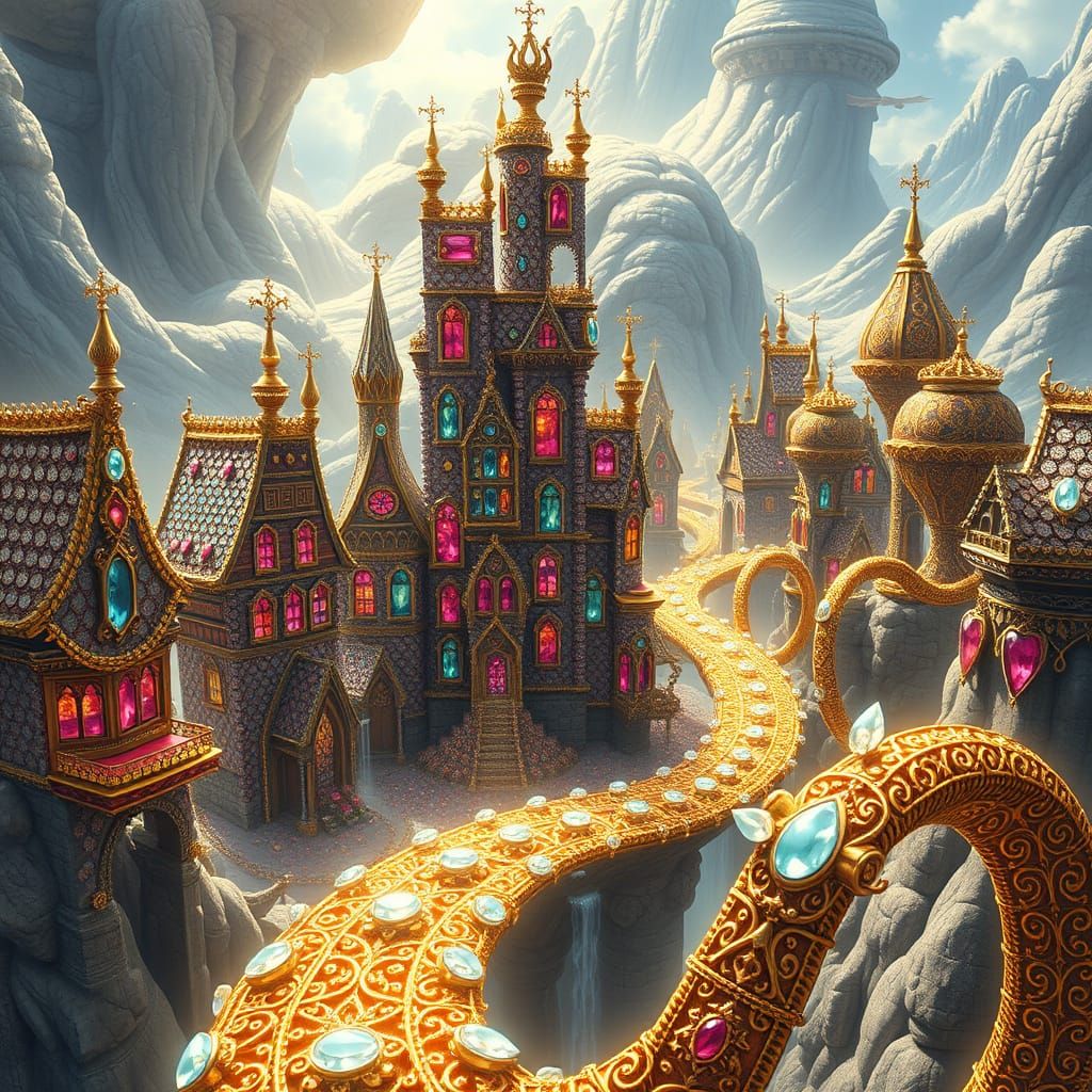 Fantasy Jewel-Toned Metropolis in the Light