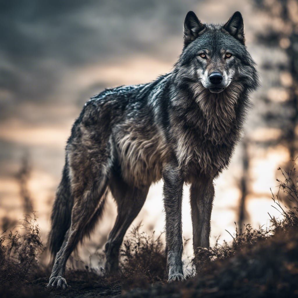 Hyperrealistic Wolf Tron with Intricate Details