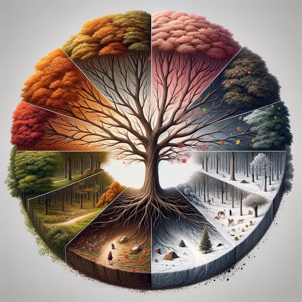 Tree Through the Year: A Seasonal Growth Diagram