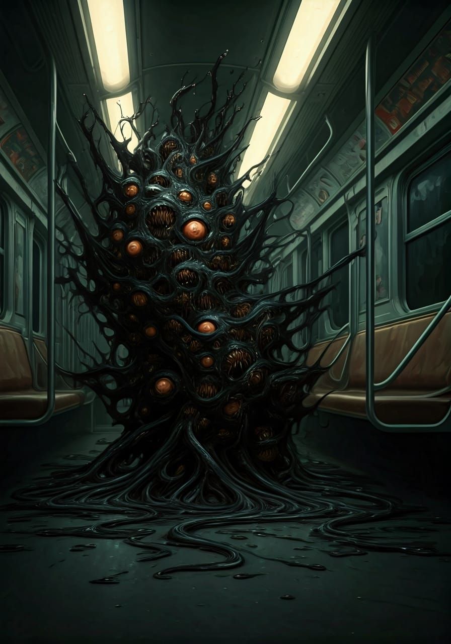 Lovecraftian Oil Monster Engulfs Subway Car