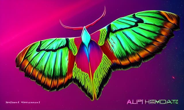 Hyperdetailed Atlas Moth in Synthwave Style