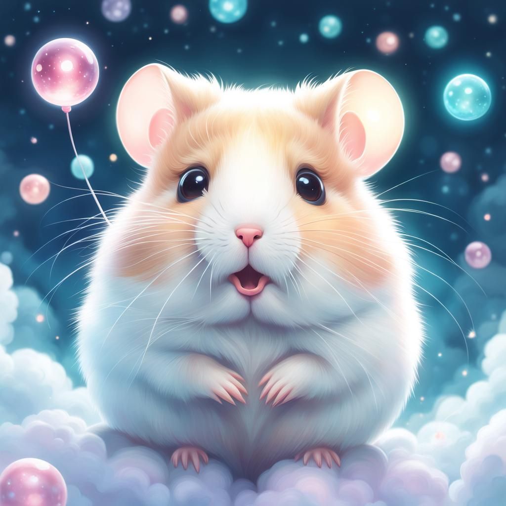 Hamster in the Clouds Digital Fantasy Art