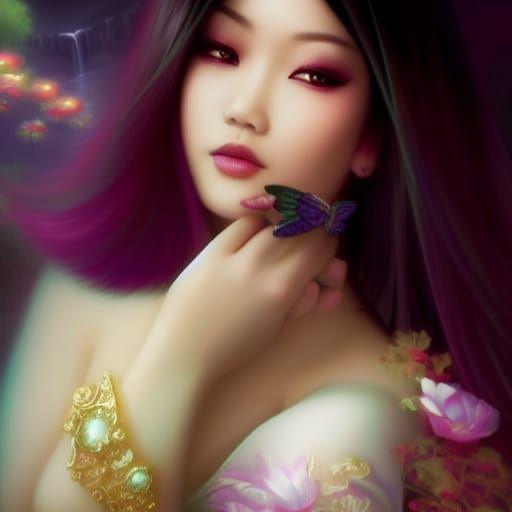 Ethereal Fantasy: Asian Gothic Beauty in Misty Hyperdetail
