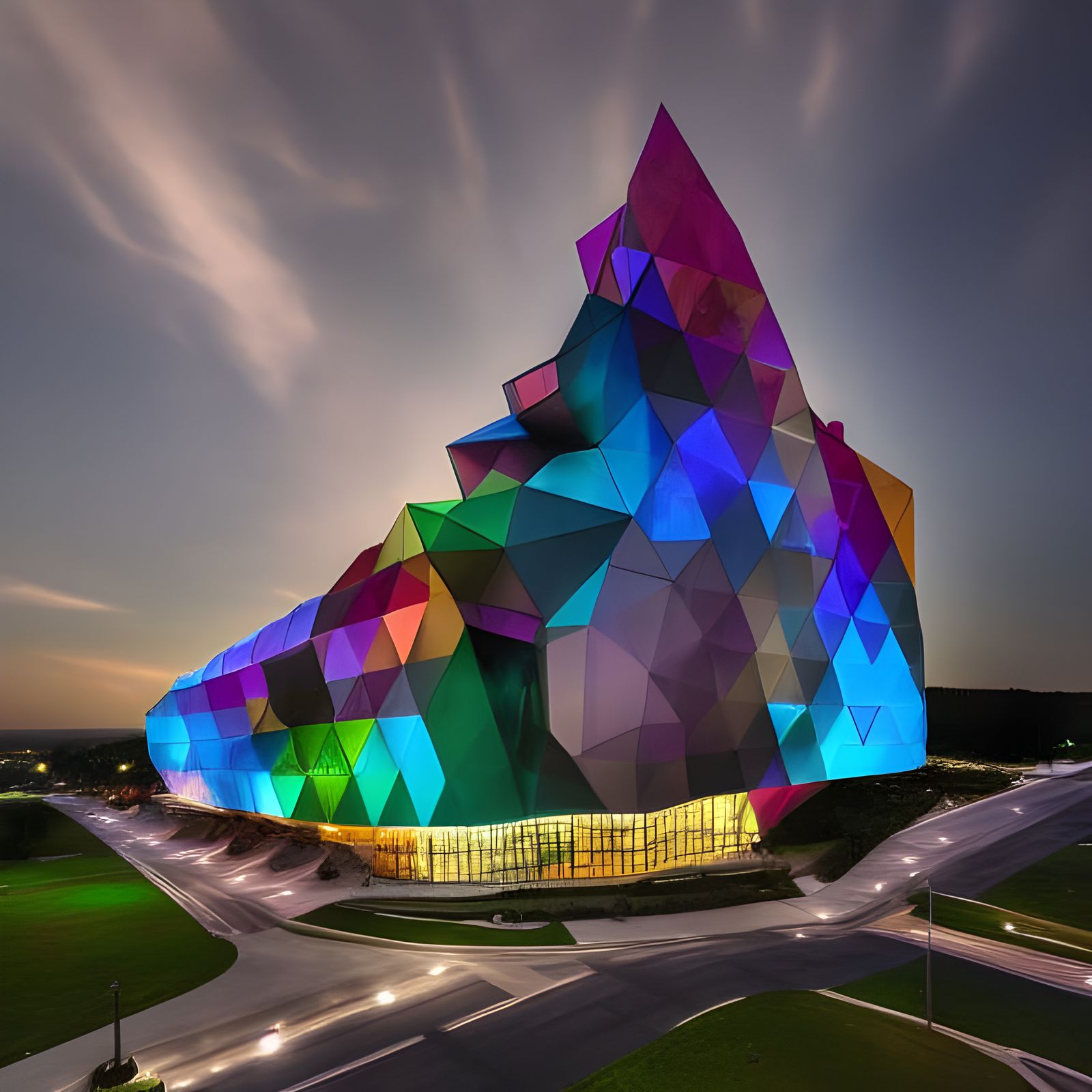 Architectural Marvel: Tall Crystal Building Photograph