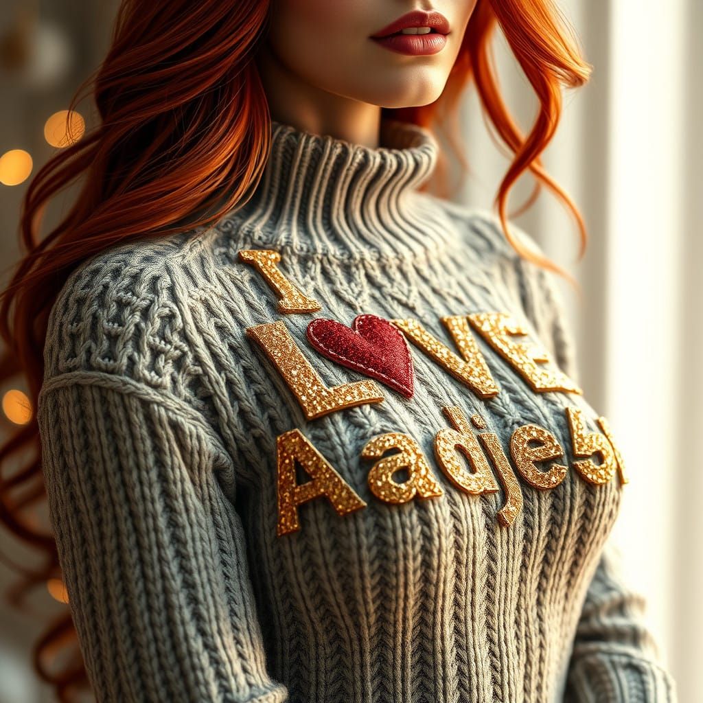 Grunge Christmas Model in Textured Sweater
