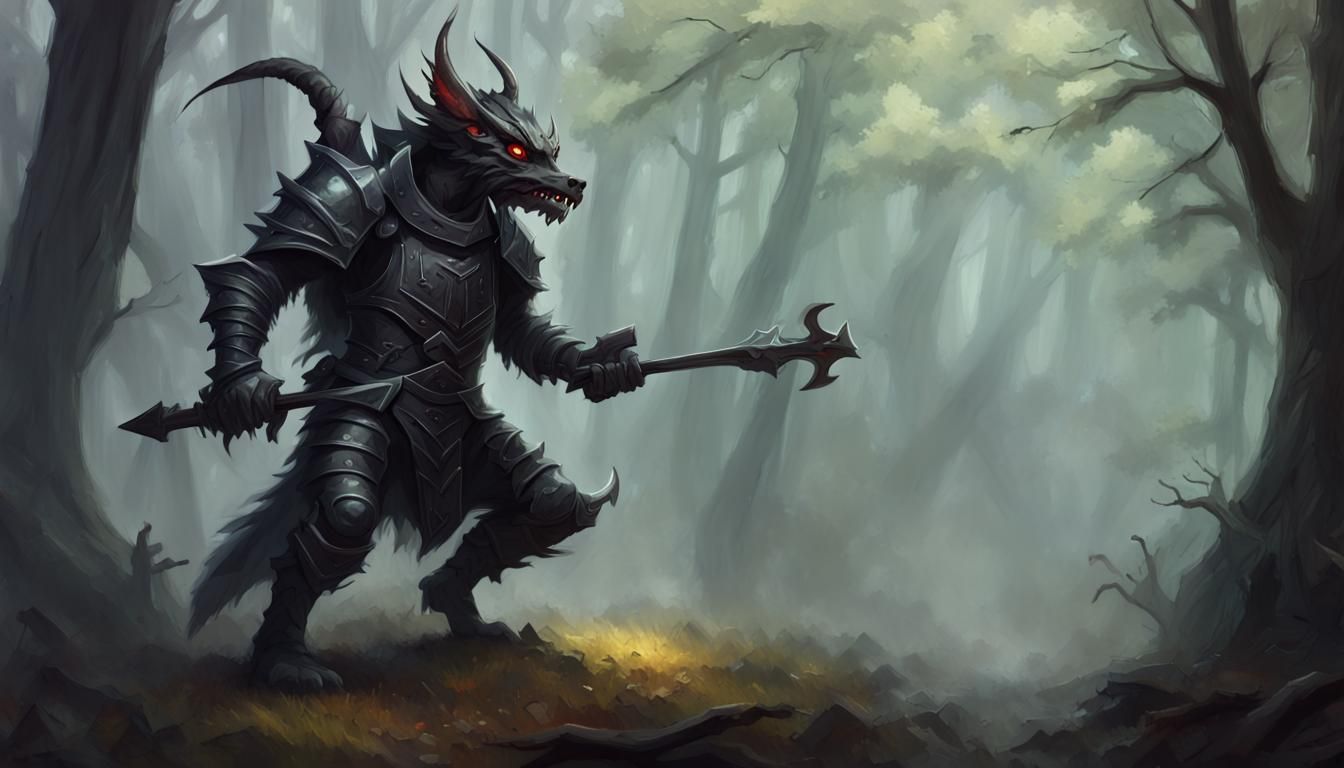 Dark Fantasy Kobold in Black Armour