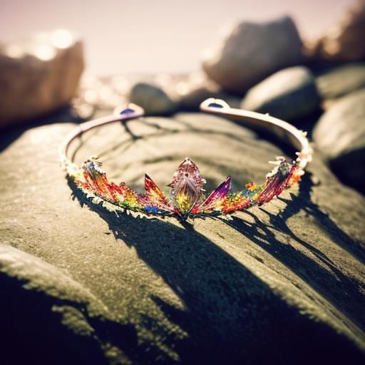 Delicate Diamond Tiara on Rock: Photorealistic Close-Up