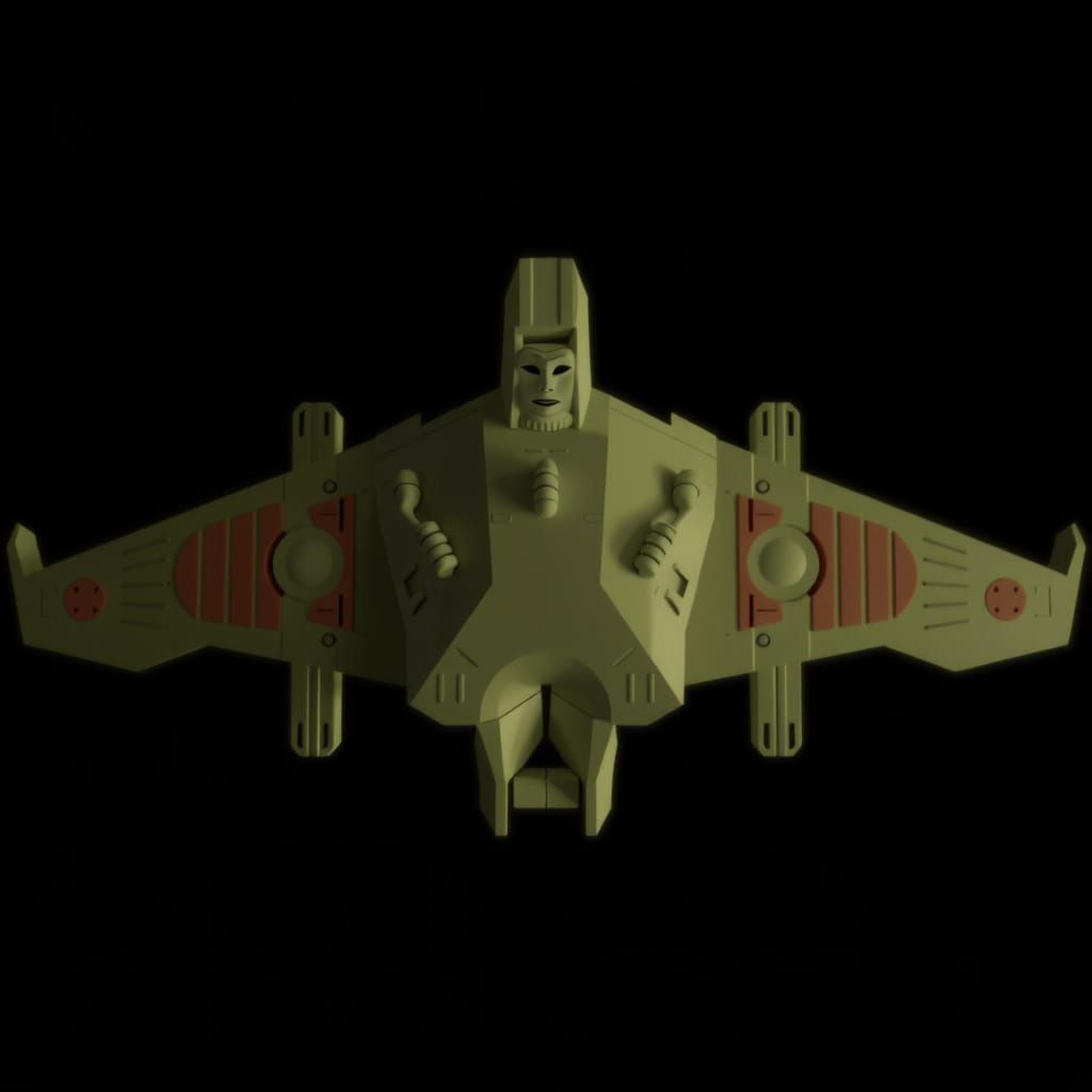 Birdlike Star Trek Ship in Red, Brown, and White