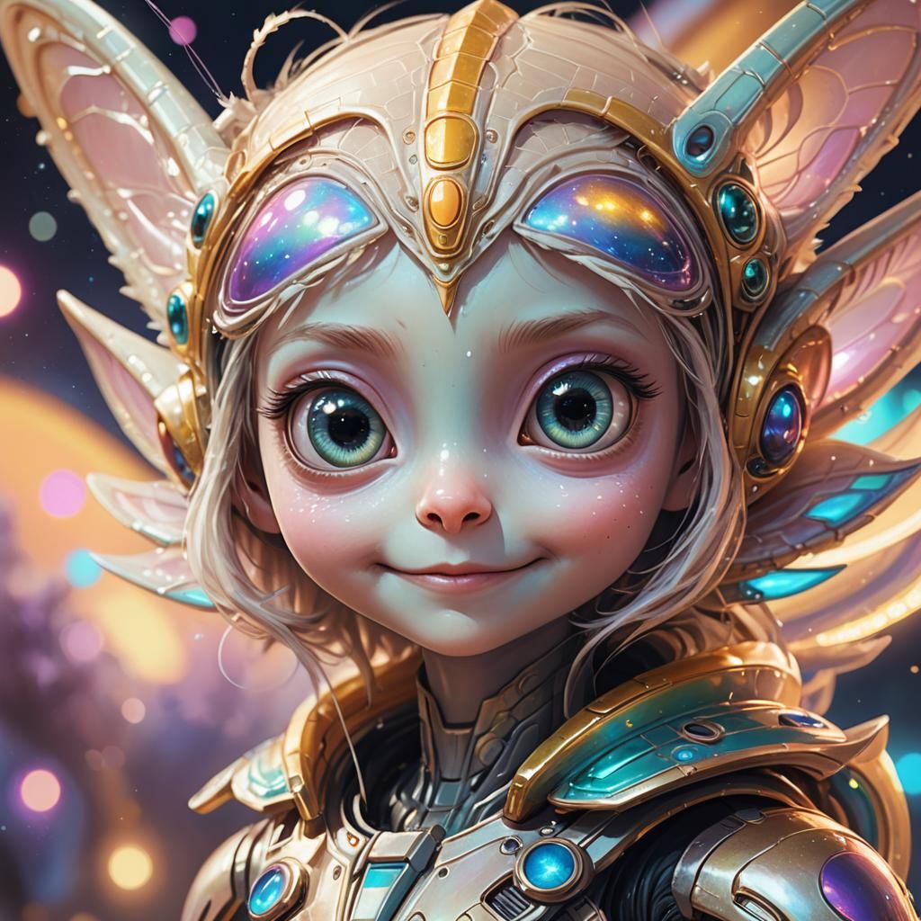 Smiling Alien Portrait in Kawaii Style