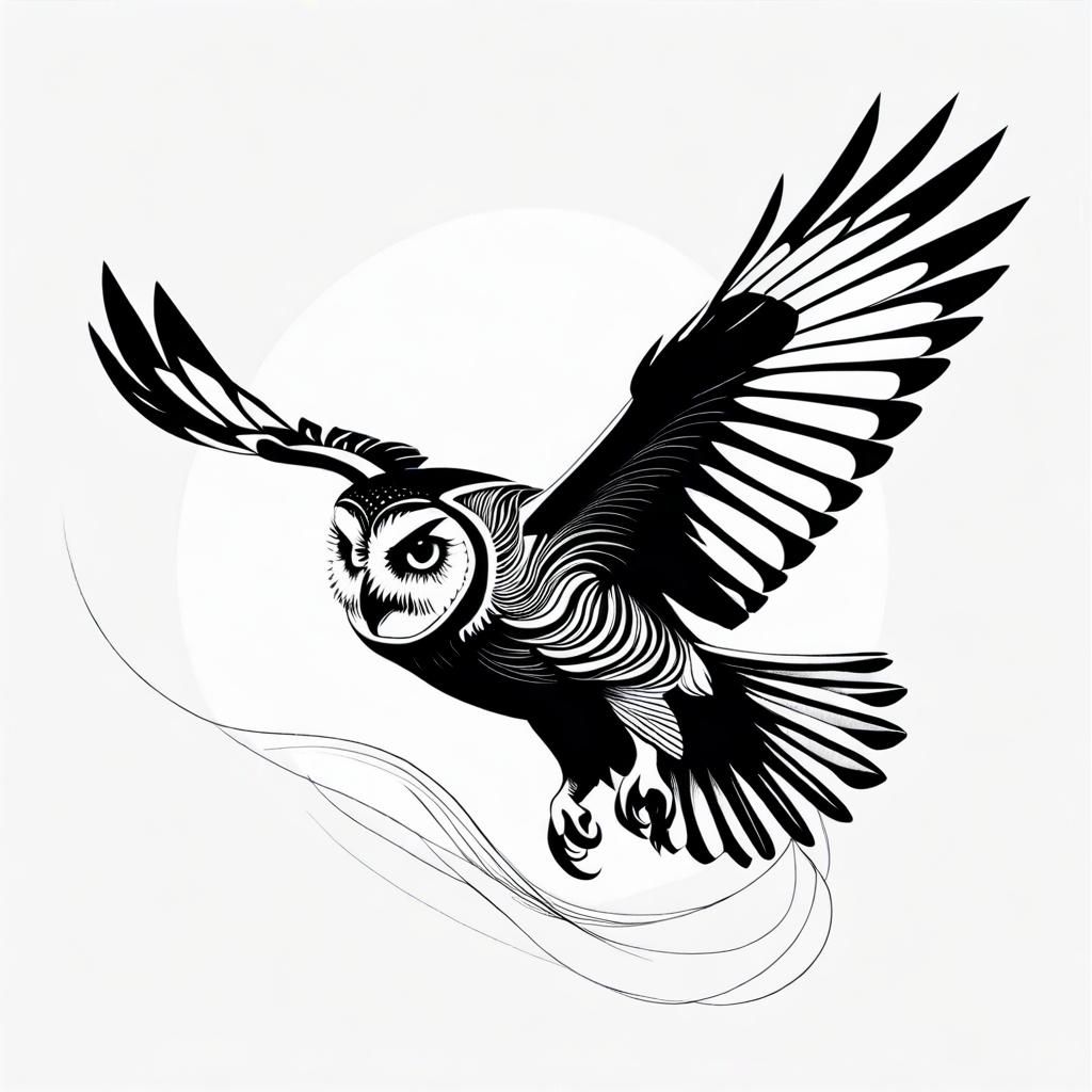Minimalist One-Line Owl Drawing in Pencil