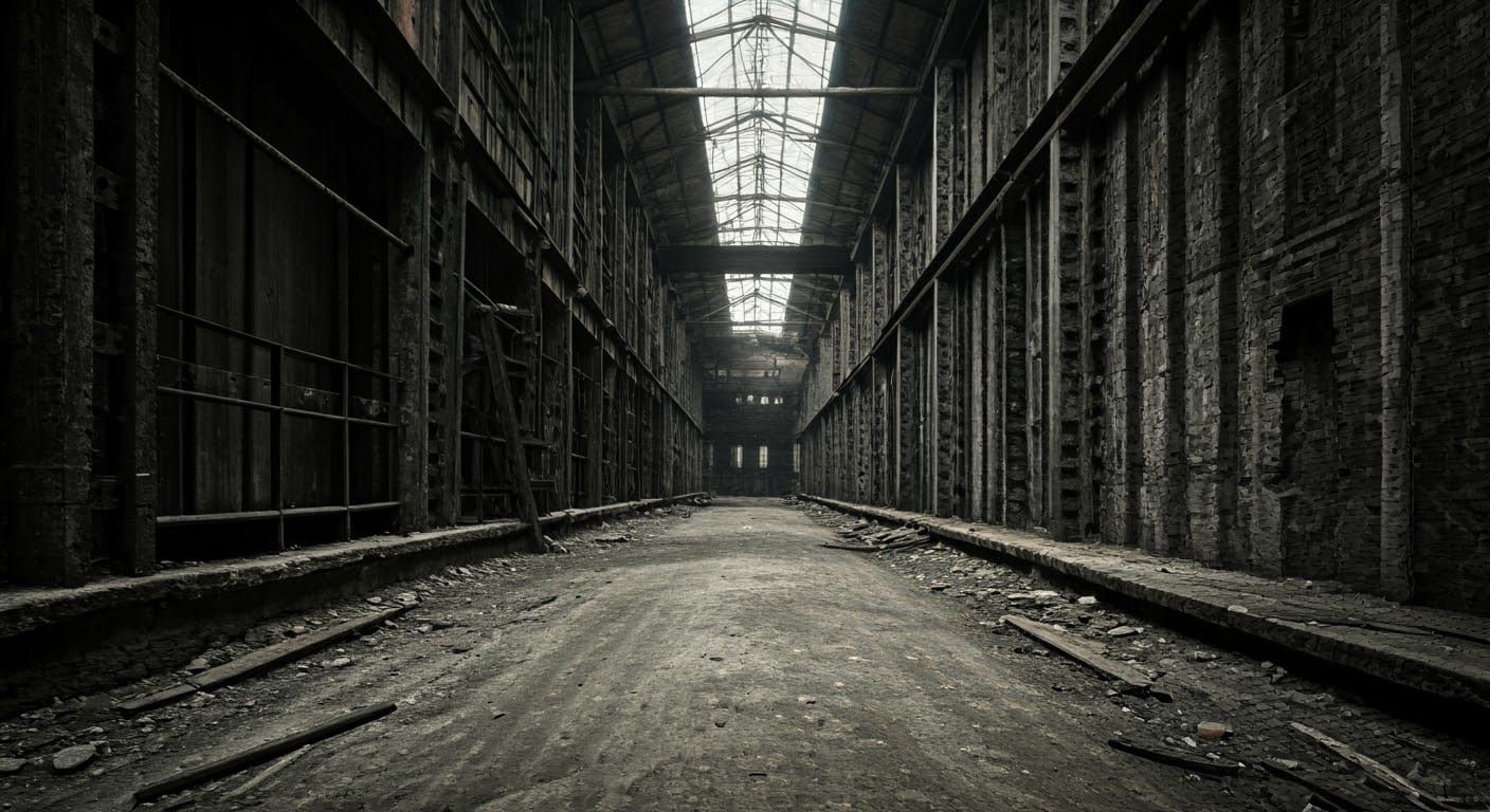 Desolate Post-Industrial Landscape in Expressionist Style