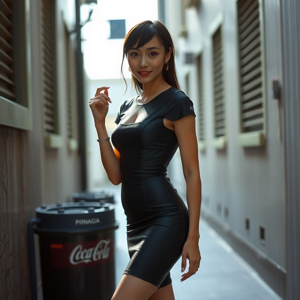 Cyberpunk Model in Futuristic Cityscape