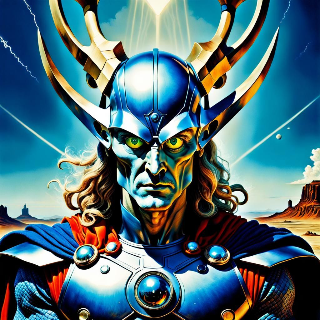 Surreal Alien Thor: A Salvador Dalí-Inspired Superhero