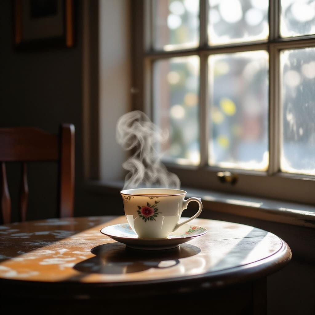 Porcelain Cup Still Life in Impressionistic Style