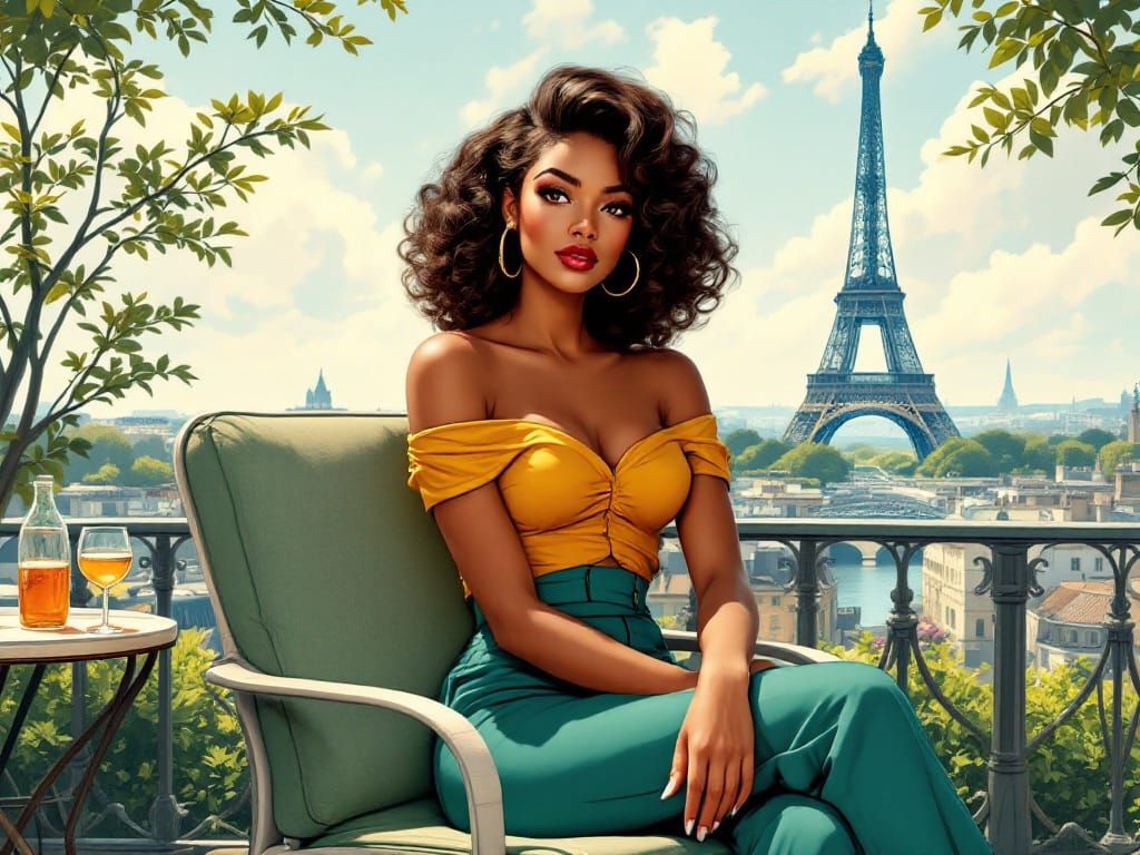 Elegant Woman Captured in 1950s Parisian Chic