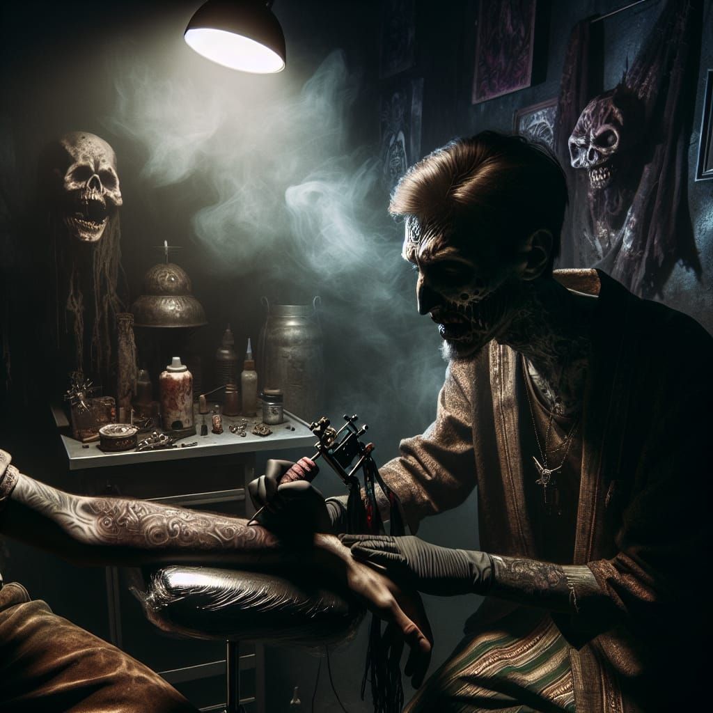 Zombie tattoo artist
