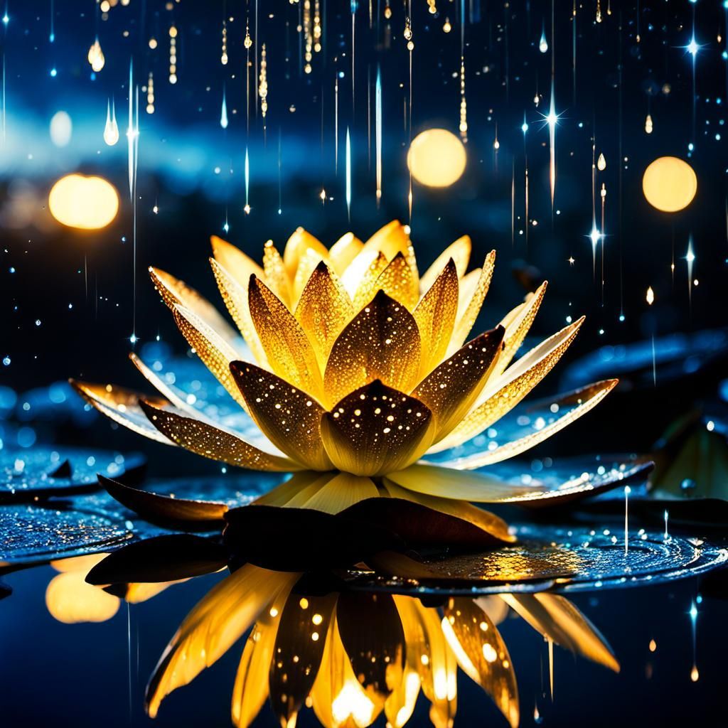 Bioluminescent Crystal Lily with Glitter Rain