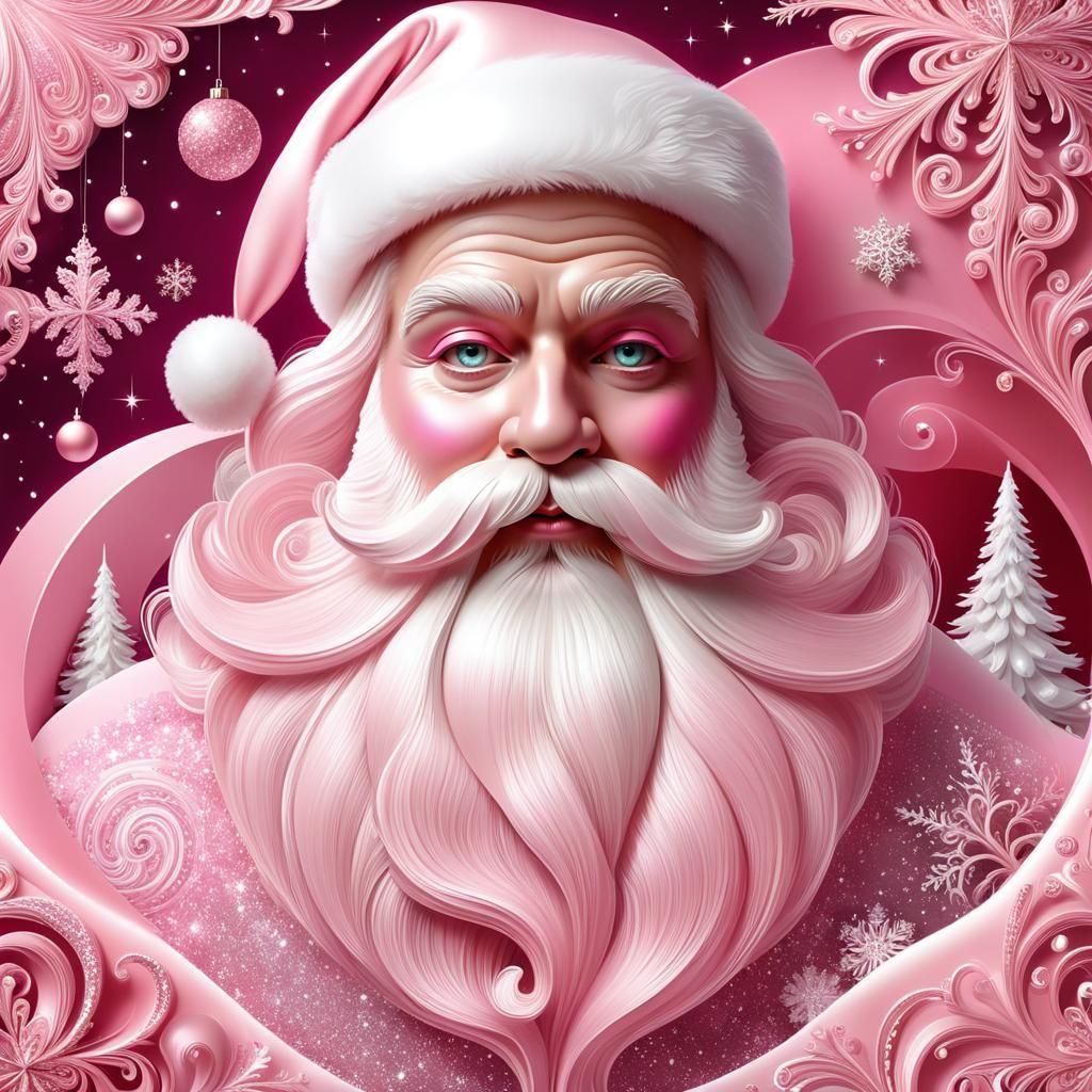 Vintage Santa Claus Christmas Card in Pastel Pink