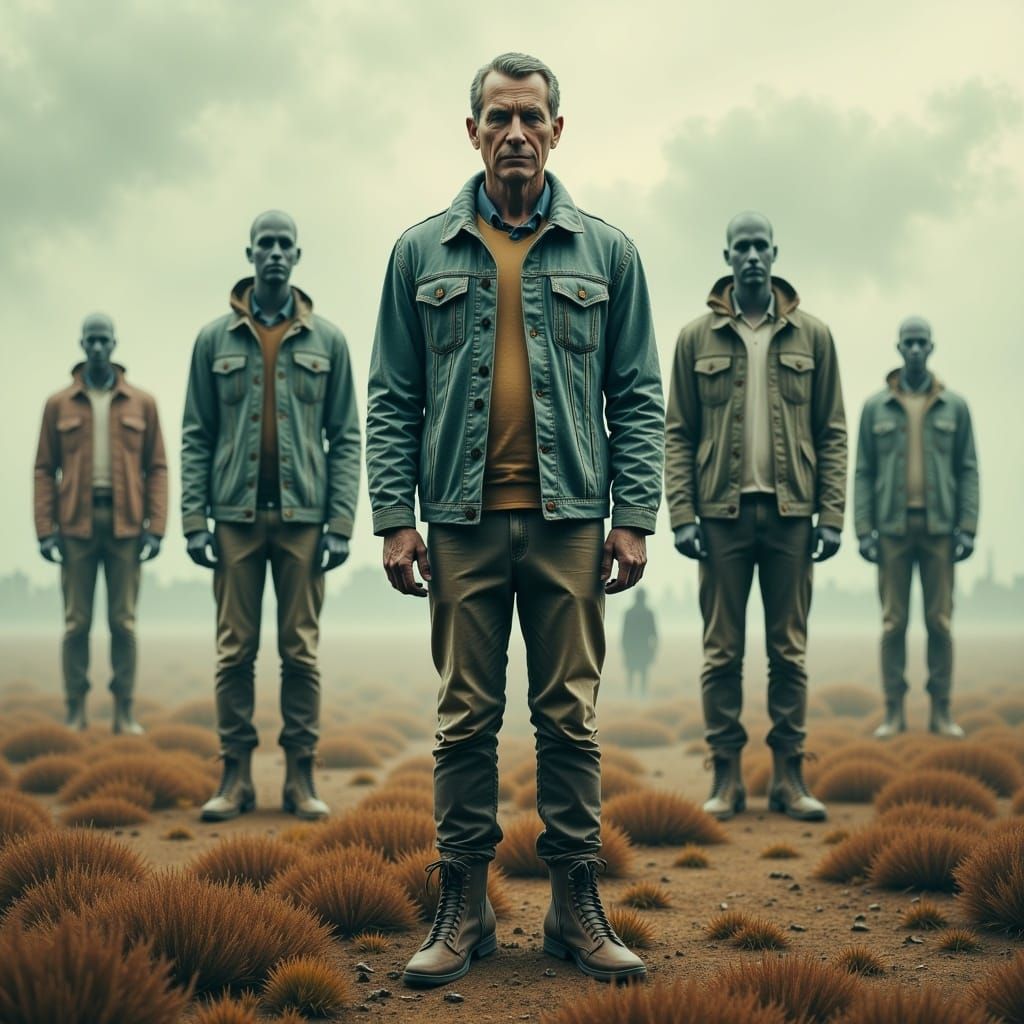 Man in Multiverse: Dreamlike Sci-Fi Landscape