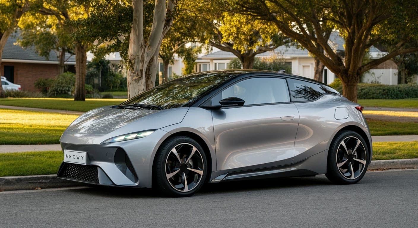 Sleek 2027 Electric Hatchback on Suburban Street