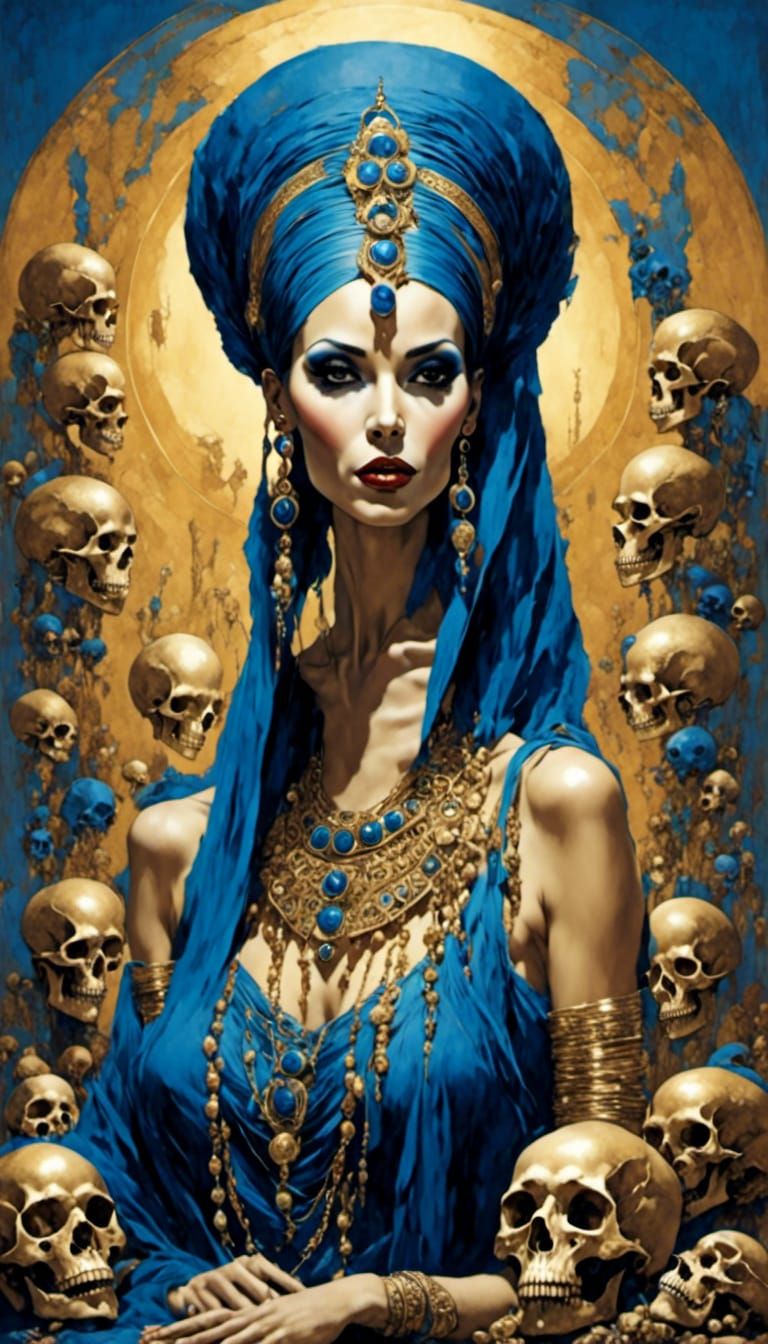 Skulls in Ancient Egypt with Retro Rockabilly Style