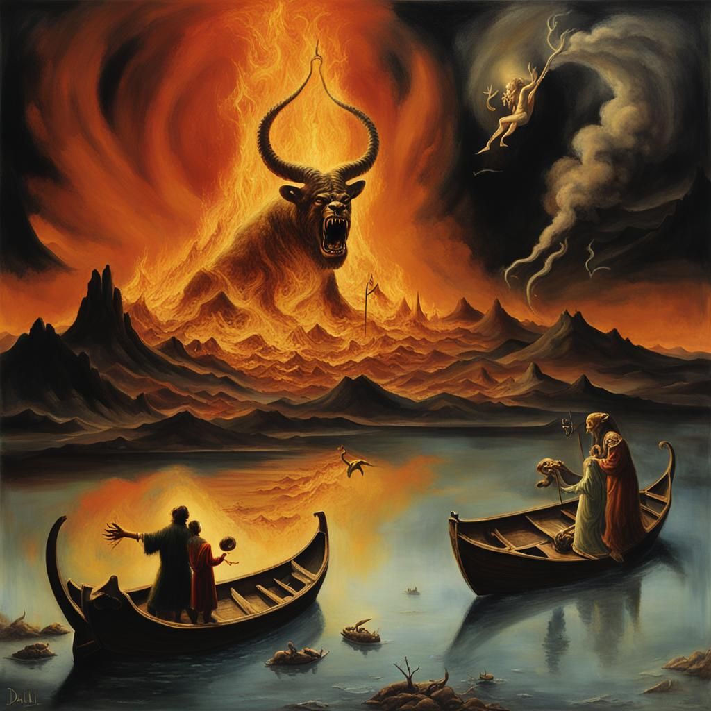 Biblical Beast and False Prophet in Surreal Style