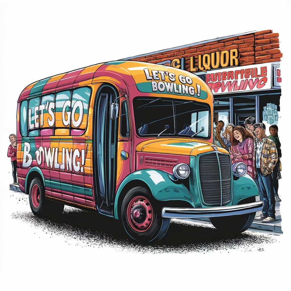 Retro Bowling Bus at the Liquor Store